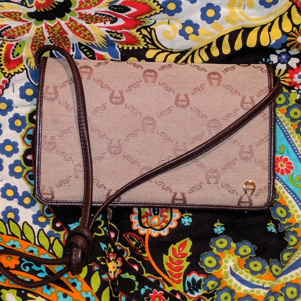 Etienne Aigner small brown wristlet/crossbody